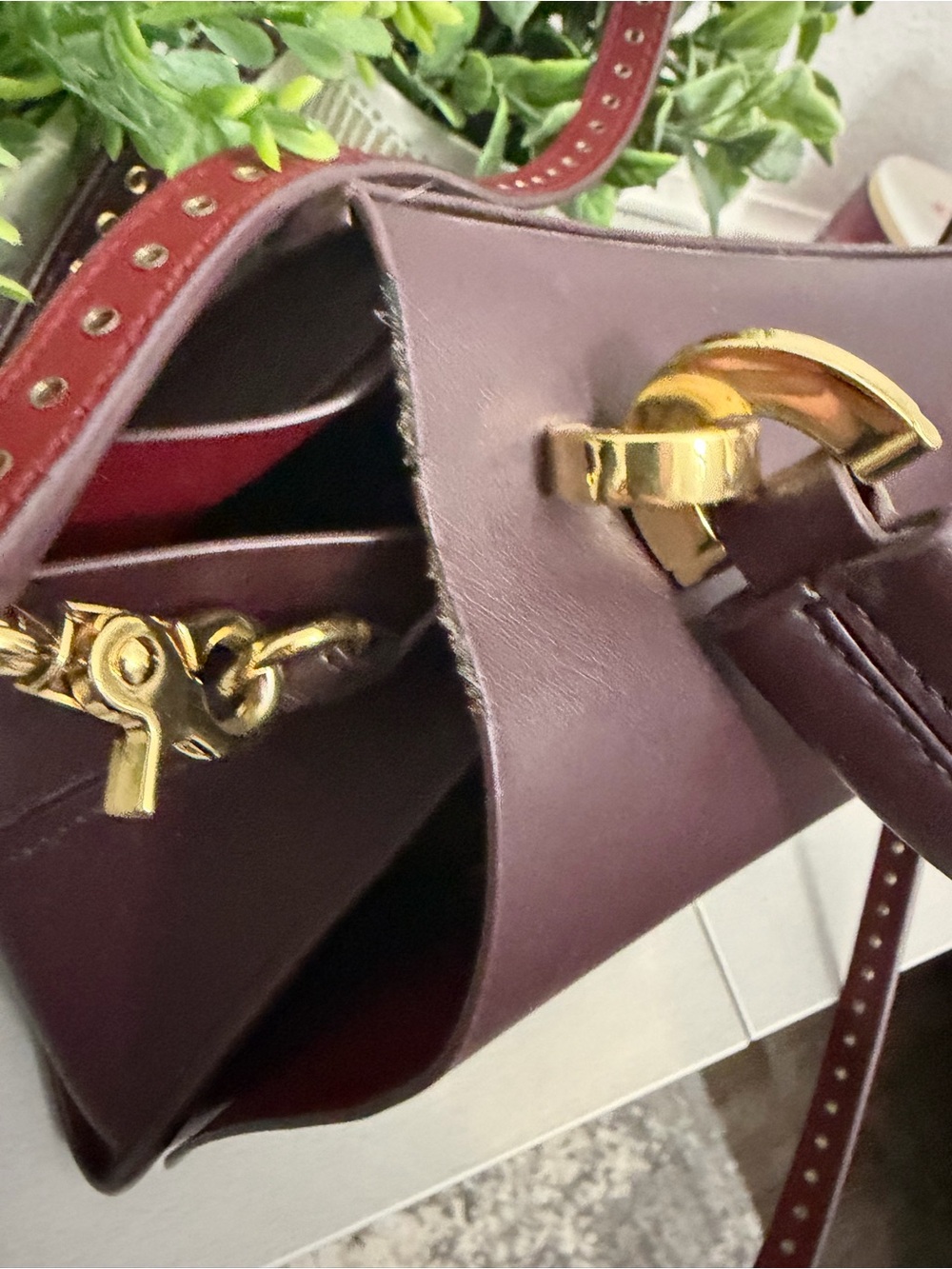 Zac Posen Leather Top-Handle Satchel in Deep Burgundy - Picture 5 of 7